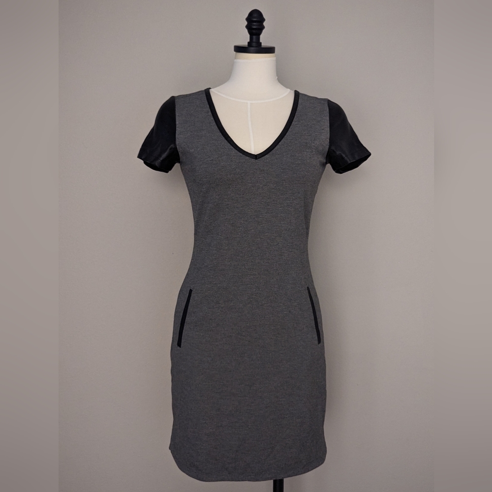 Banana Republic faux leather detail jersey dress